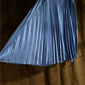 Cobalt Blue Satin Midi Skirt